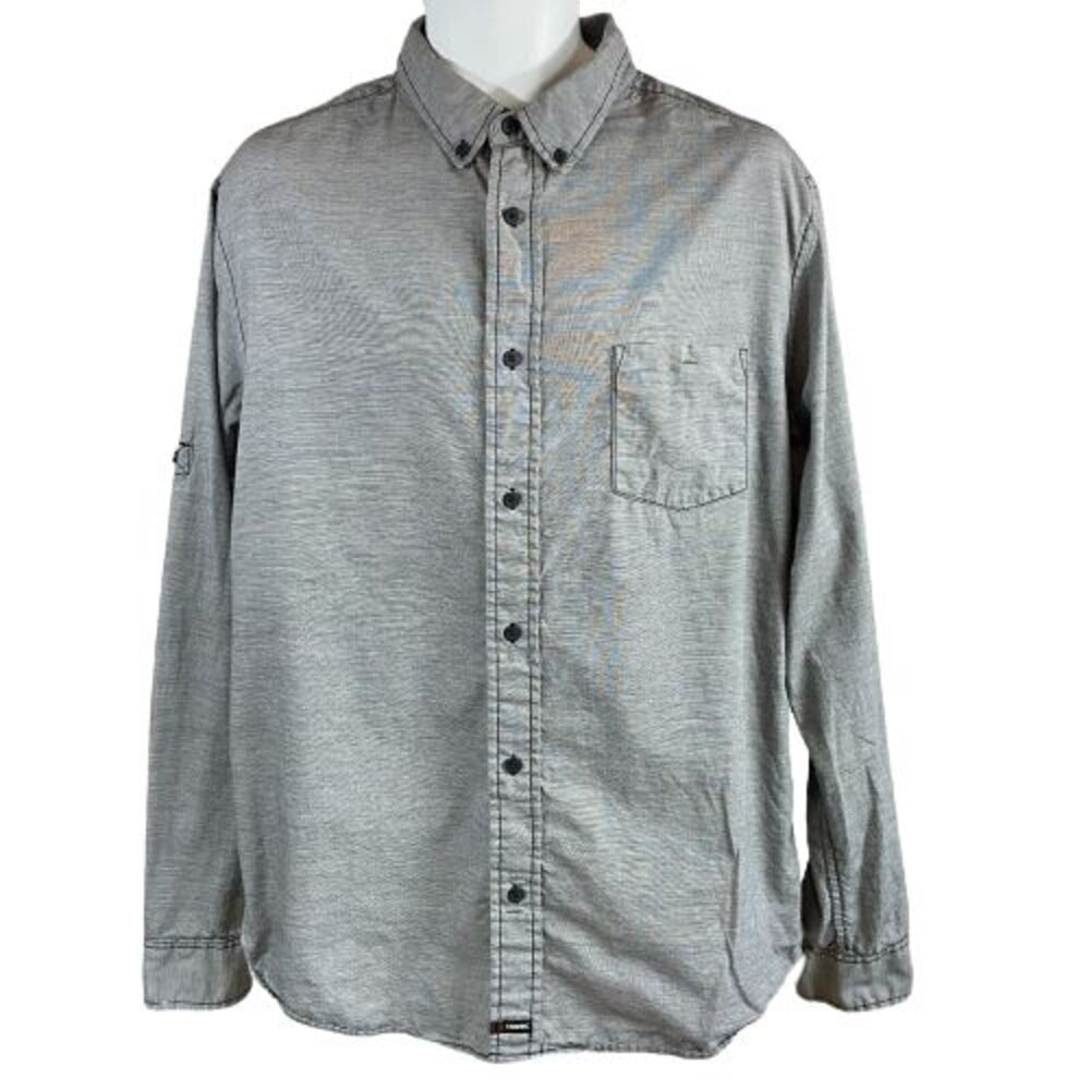 Tony Hawk Men's XXL Gray Long Sleeve Button-Up Shirt 100% Cotton